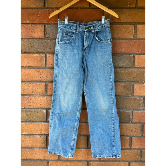 WRANGLER Straight Leg Jeans Blue Adjustable Waist Medium Wash | Boys Size‎ 14 - Picture 1 of 16